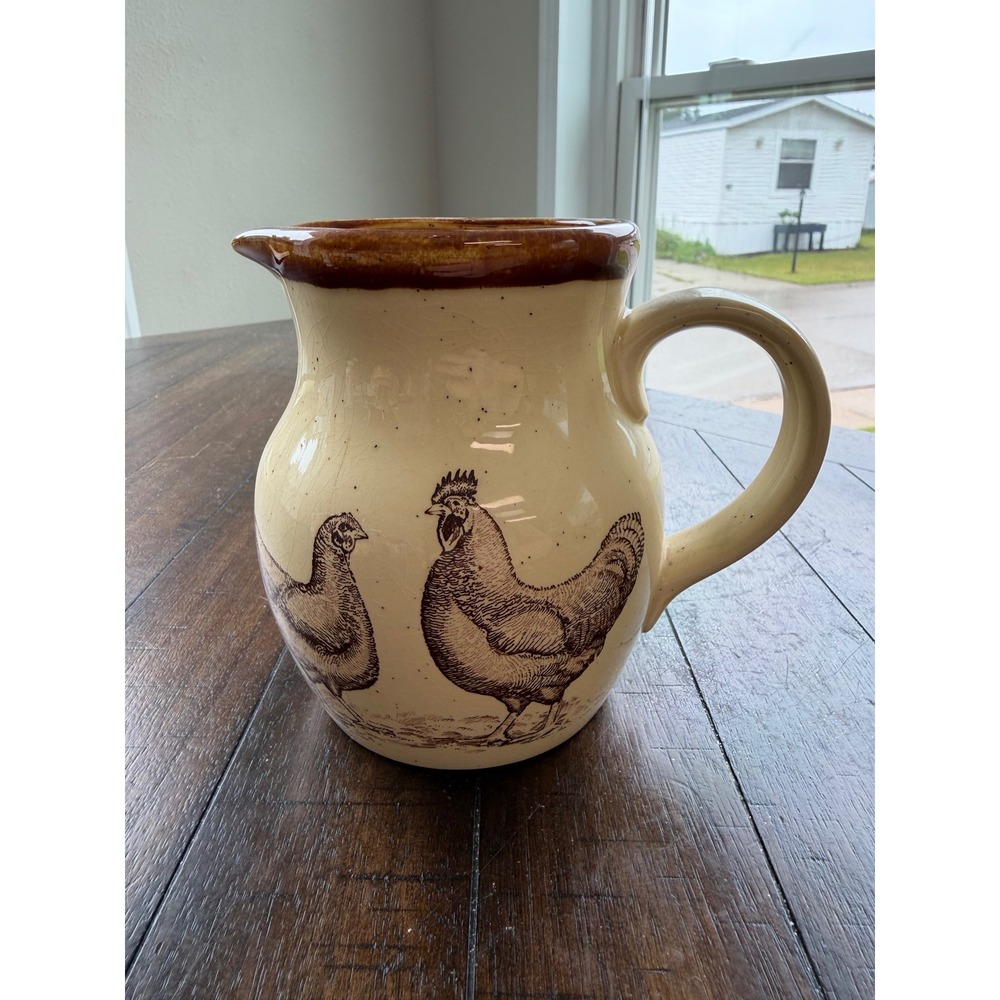 Vintage 1979 Enesco Country Road Chicken Pitcher Rooster Hen Farmhouse Japan